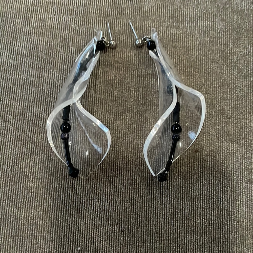 Acrylic and small black bead earrings